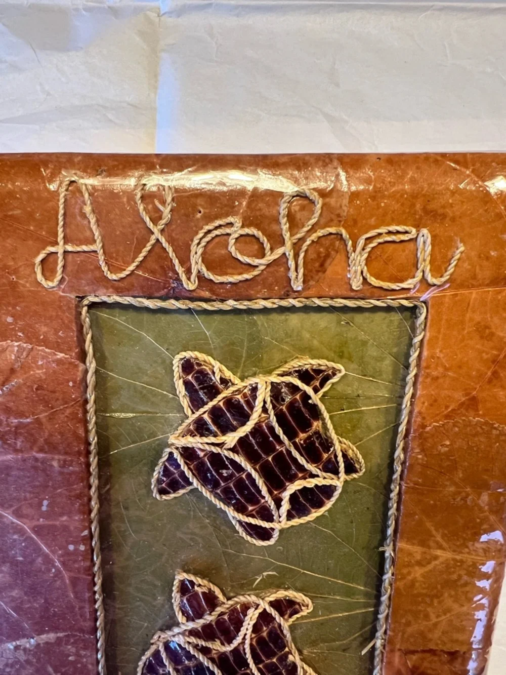Aloha Hawaii Leaf Photo Album with Turtle Appliqués - Brown & Green